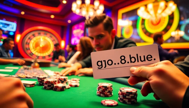 Watch players strategizing at a thrilling poker table at https://go8.blue/, with colorful chips and cards highlighting the excitement.
