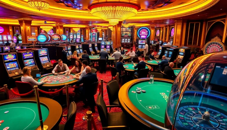 Exciting casino action featuring players at kuwin 789 tables, winning with cards and chips.