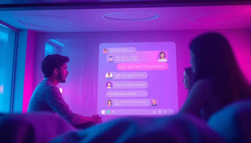 Engaging free ai sex chat scene with diverse AI characters in a relaxed, inviting atmosphere.